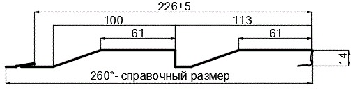 Фото: Сайдинг МП СК-14х226 (ПЭ-01-7024-0.4±0.08мм) в 