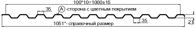 Фото: Профнастил С21 х 1000 - A (ПЭ-01-9005-0.45) в 