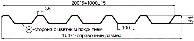 Фото: Профнастил С44 х 1000 - B (ПЭ-01-2004-0.45) в 