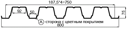 Фото: Профнастил Н75 х 750 - A (ПЭ-01-3009-0.7) в 