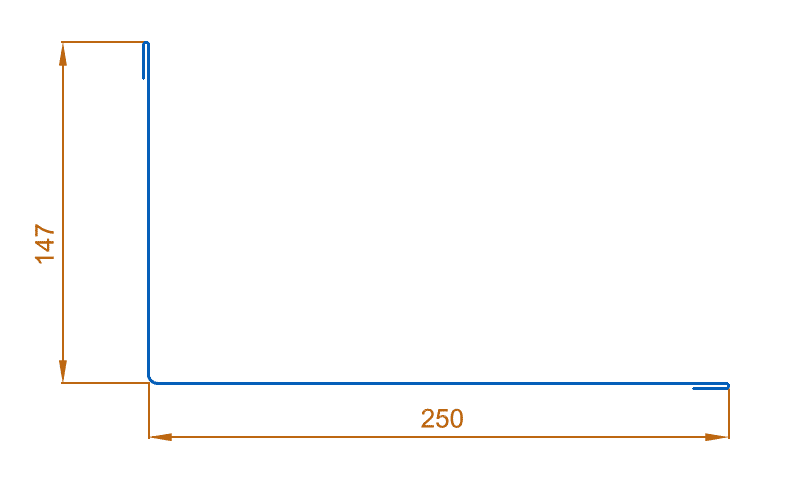 Планка примыкания верхняя 250х147х2000 (PURETAN-20-8017-0.5) в 