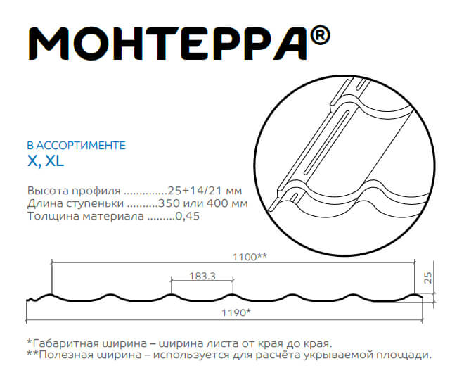 Профиль декоративный Монтерра-XL (ПЭ-01-3009-0.45) в 