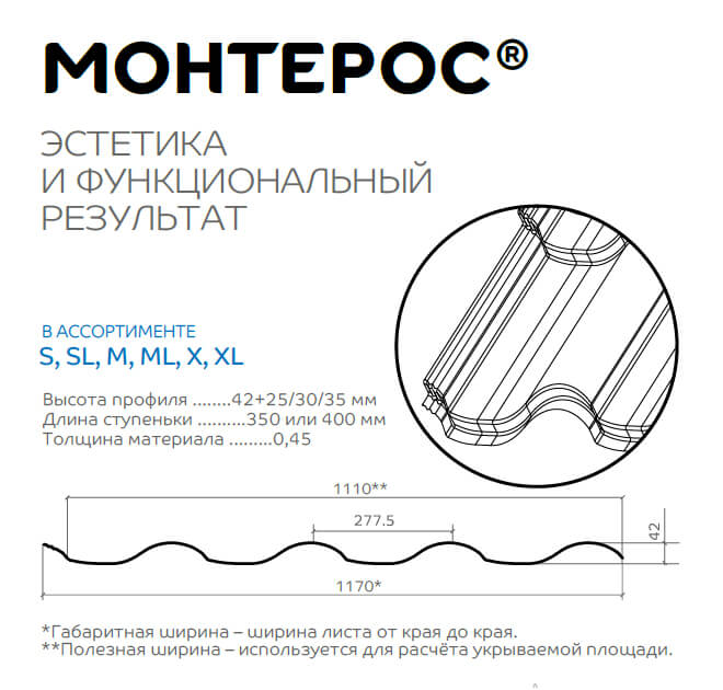 Профиль декоративный Монтерос-S (VikingMP-01-9005-0.45) в 