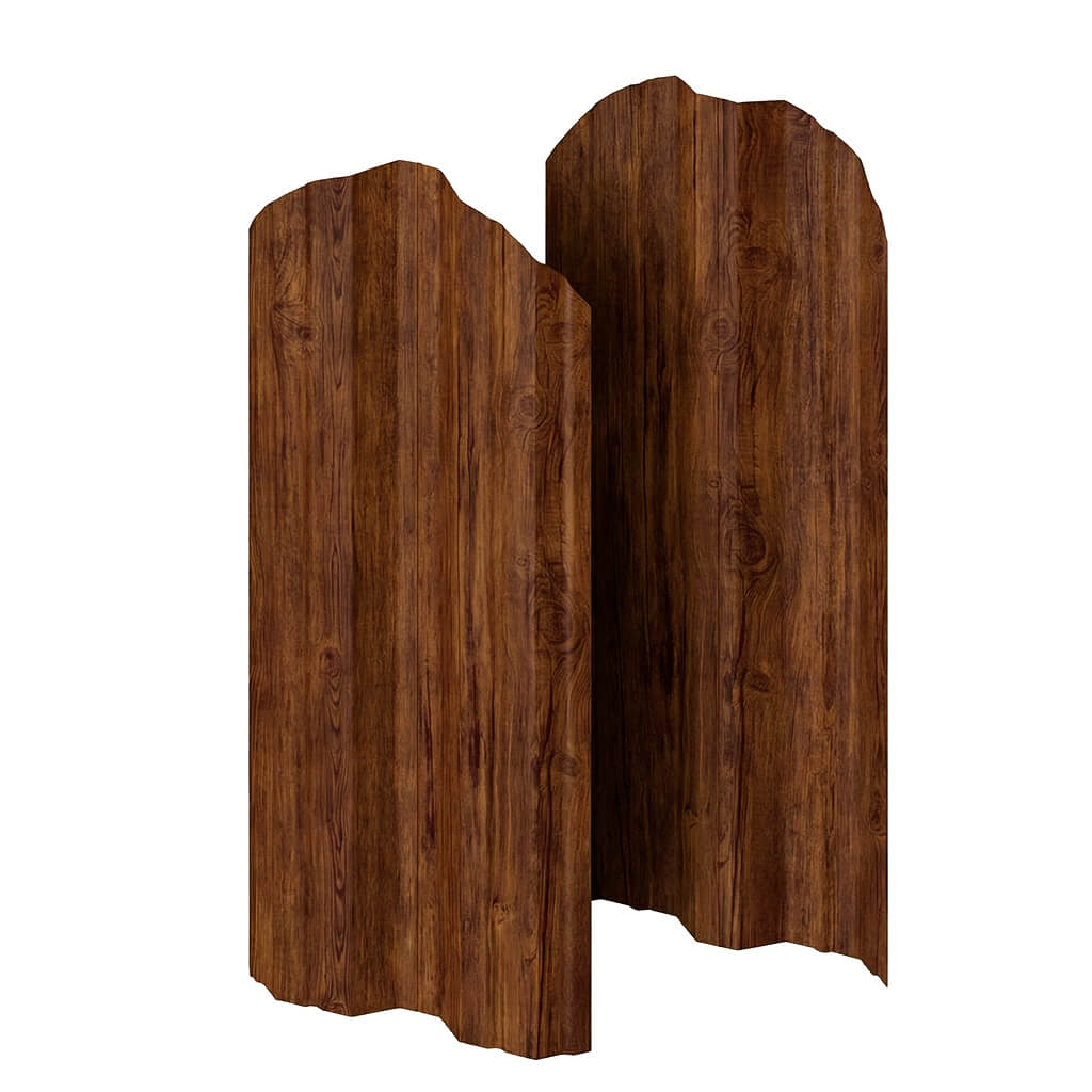 Штакетник металлический МП М-111-О Двусторонний (ECOSTEEL_МА_Д-01-Мореный Дуб-0.5).